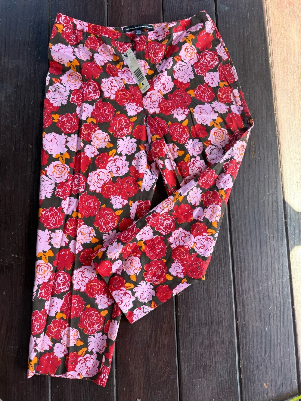 Ellen Tracy Linda Allard Floral Ankle Pants Petite 10